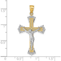 14K Two-Tone Gold Crucifix Pendant with Casted Detailing - 35mm Length by Oro Pregiato