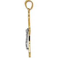 14K Two-Tone Gold Crucifix Pendant with Detailed Christ Figure - 35mm Length by Oro Pregiato