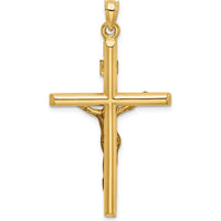 14K Two-Tone Gold Crucifix Pendant with Hollow Design - 43mm Length by Oro Pregiato