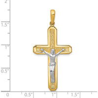 14K Two-Tone Gold Crucifix Pendant with Polished Figure of Christ - 44mm Length by Oro Pregiato