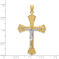 14K Two-Tone Gold Crucifix Pendant with Sculpted Christ Figure - 50mm Length, 28mm Width by Oro Pregiato