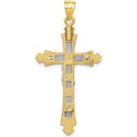 14K Two-Tone Gold Crucifix Pendant with Sculpted Christ Figure - Solid Cast Design by Oro Pregiato