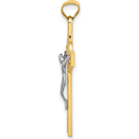 14K Two-Tone Gold Crucifix Pendant with St. Benedict Medal - Casted Design by Oro Pregiato