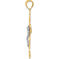 14K Two-Tone Gold Crucifix with Scrolled Tips Charm - 43mm Length by Oro Pregiato