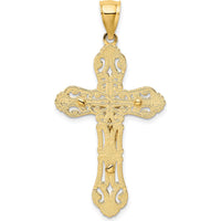 14K Two-Tone Gold Crucifix with Scrolled Tips Charm - 43mm Length by Oro Pregiato