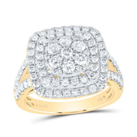 14K Two-Tone Gold Cushion Diamond Bridal Ring - 1 3/8 Carat Total Diamond Weight
