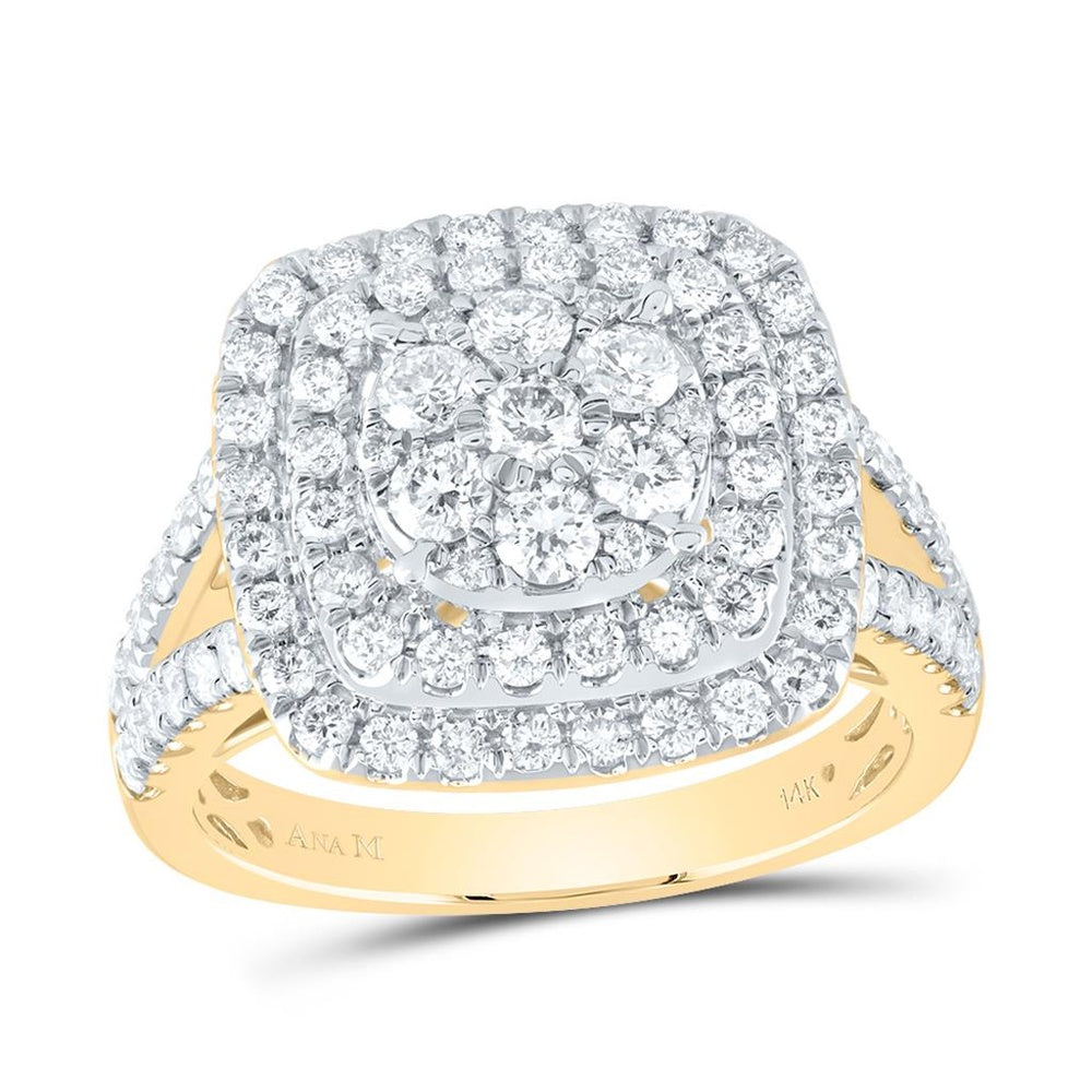 14K Two-Tone Gold Cushion Diamond Bridal Ring - 1 3/8 Carat Total Diamond Weight