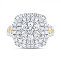 14K Two-Tone Gold Cushion Diamond Bridal Ring - 1 3/8 Carat Total Diamond Weight
