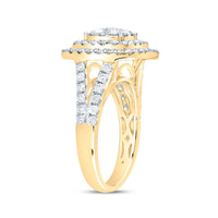 14K Two-Tone Gold Cushion Diamond Bridal Ring - 1 3/8 Carat Total Diamond Weight