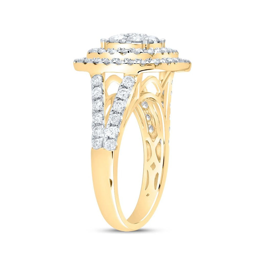 14K Two-Tone Gold Cushion Diamond Bridal Ring - 1 3/8 Carat Total Diamond Weight