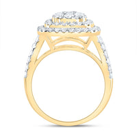 14K Two-Tone Gold Cushion Diamond Bridal Ring - 1 3/8 Carat Total Diamond Weight