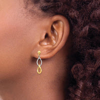 14K Two-Tone Gold Dangle Post Earrings - 27.22mm Length, Polished Finish by Oro Pregiato