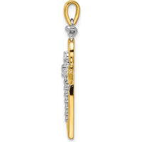 14K Two-Tone Gold Diamond Angel Cross Pendant - 1/5 Carat Total Diamond Weight by Oro Pregiato