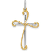 14K Two-Tone Gold Diamond Cross Pendant - 1/6 Carat Total Diamond Weight by Monteluci Fine Jewelry