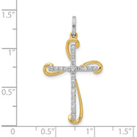 14K Two-Tone Gold Diamond Cross Pendant - 1/6 Carat Total Diamond Weight by Monteluci Fine Jewelry