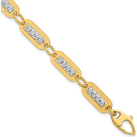 14K Two-Tone Gold Diamond-Cut Bead Bracelet with Lobster Clasp - 7.25" with 0.5" Extender by 0