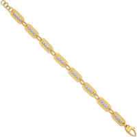 14K Two-Tone Gold Diamond-Cut Bead Bracelet with Lobster Clasp - 7.25" with 0.5" Extender by 0