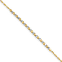 14K Two-Tone Gold Diamond-Cut Beaded Bracelet - 7.5" by 0