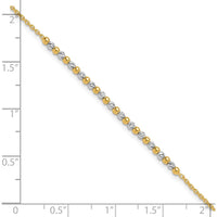 14K Two-Tone Gold Diamond-Cut Beaded Bracelet - 7.5" by 0