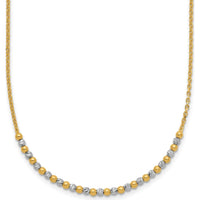 14K Two-Tone Gold Diamond-Cut Beaded Necklace - 18-inch Length with Lobster Clasp by 0