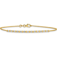 14K Two-Tone Gold Diamond-Cut Beaded Necklace - 18-inch Length with Lobster Clasp by 0