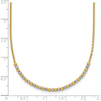 14K Two-Tone Gold Diamond-Cut Beaded Necklace - 18-inch Length with Lobster Clasp by 0