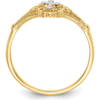 14K Two-Tone Gold Diamond Cut Cross Ring - 12mm Top Length by Oro Pregiato