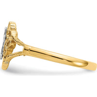14K Two-Tone Gold Diamond Cut Cross Ring - 12mm Top Length by Oro Pregiato