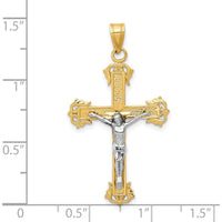14K Two-Tone Gold Diamond-cut Crucifix Pendant - 40mm Length, 22mm Width by Oro Pregiato