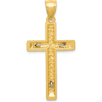 14K Two-Tone Gold Diamond Cut Crucifix Pendant - 41mm Length, 20mm Width by Oro Pregiato
