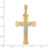 14K Two-Tone Gold Diamond-Cut Crucifix Pendant - 49.5mm Length by Oro Pregiato