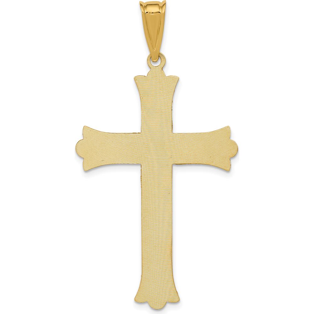 14K Two-Tone Gold Diamond-Cut Crucifix Pendant - 49.5mm Length by Oro Pregiato