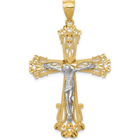 14K Two-Tone Gold Diamond-Cut Crucifix Pendant - 51mm x 31mm by Oro Pregiato