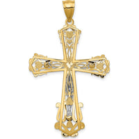 14K Two-Tone Gold Diamond-Cut Crucifix Pendant - 51mm x 31mm by Oro Pregiato