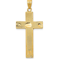 14K Two-Tone Gold Diamond-cut Crucifix Pendant with Christ Figure - 40mm Length by Oro Pregiato