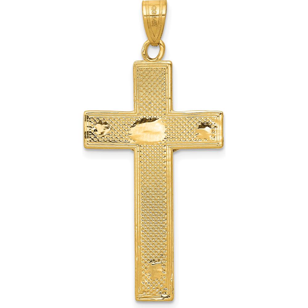 14K Two-Tone Gold Diamond-cut Crucifix Pendant with Christ Figure - 40mm Length by Oro Pregiato