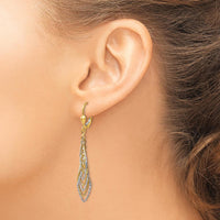 14K Two-Tone Gold Diamond-Cut Dangle Earrings with Polished Finish - 53mm Length by 0