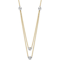 14K Two-Tone Gold Diamond-Cut Disc Double Layer Necklace 17" by 0