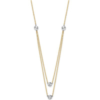 14K Two-Tone Gold Diamond-Cut Disc Double Layer Necklace 17" by 0