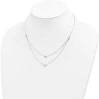 14K Two-Tone Gold Diamond-Cut Disc Double Layer Necklace 17" by 0