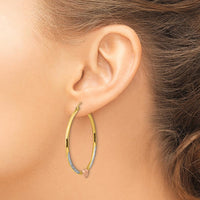14K Two-Tone Gold Diamond-Cut Heart Hoop Earrings - 44.17mm Length by 0