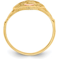 14K Two-Tone Gold Diamond-Cut Heart Ring with Polished Finish - 11mm Length by Oro Pregiato
