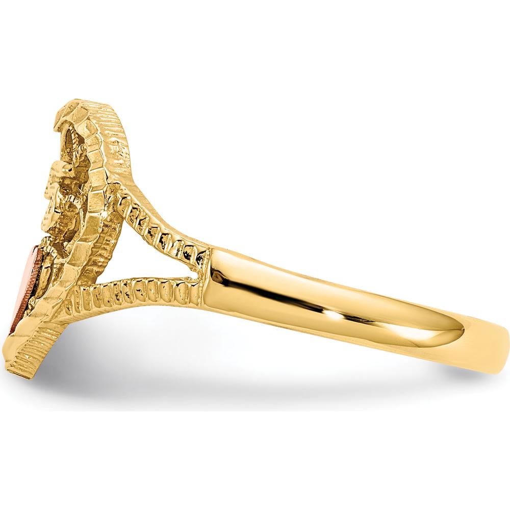 14K Two-Tone Gold Diamond-Cut Heart Ring with Polished Finish - 11mm Length by Oro Pregiato