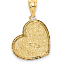 14K Two-Tone Gold Diamond-Cut Hollow Heart Pendant with Polished Finish by Oro Pregiato