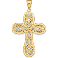 14K Two-Tone Gold Diamond-cut Layered Cross Pendant - 50mm Length by Oro Pregiato