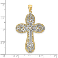 14K Two-Tone Gold Diamond-cut Layered Cross Pendant - 50mm Length by Oro Pregiato