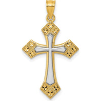 14K Two-Tone Gold Diamond-Cut Polished Passion Cross Pendant - Unisex Design by Oro Pregiato
