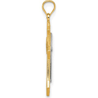 14K Two-Tone Gold Diamond-Cut Polished Passion Cross Pendant - Unisex Design by Oro Pregiato