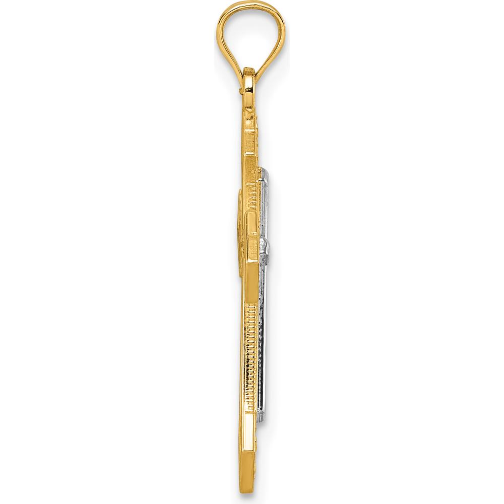14K Two-Tone Gold Diamond-Cut Polished Passion Cross Pendant - Unisex Design by Oro Pregiato
