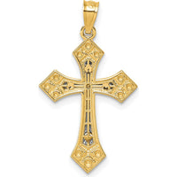 14K Two-Tone Gold Diamond-Cut Polished Passion Cross Pendant - Unisex Design by Oro Pregiato